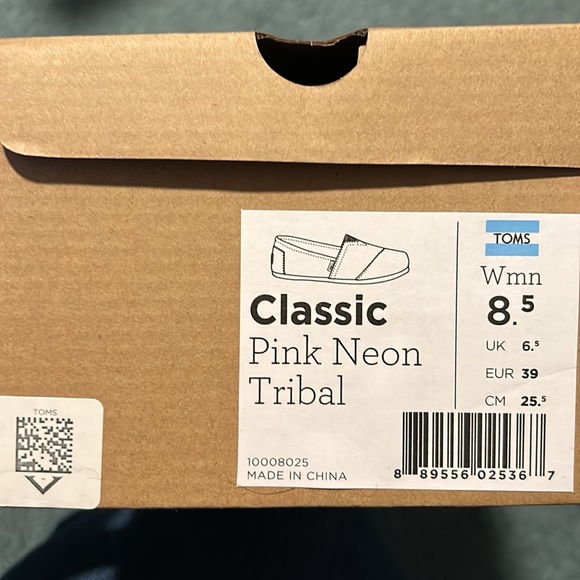 Toms Classic Pink Neon Tribal. Women’s 8.5 - Picture 3 of 5
